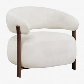 Poltrona Jolie Em Tecido Chenille Madeira Escura & Tecido Chenille Beige Creme - Sklum