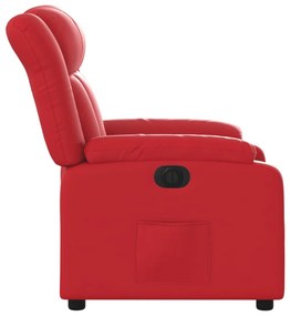 Poltrona reclinável elétrica couro artificial vermelho