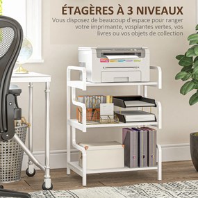 Estante de arrumação com 3 prateleiras, em metal, design industrial, estrutura em aço, 55 x 40 x 77 cm, branca