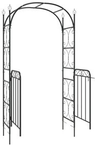 Arco de jardim c/ portão 108x45x235 cm aço preto