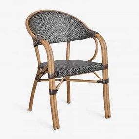 Cadeira De Jardim Empilhável De Alumínio Brielle Bistro Com Braços Castanho Café - Sklum