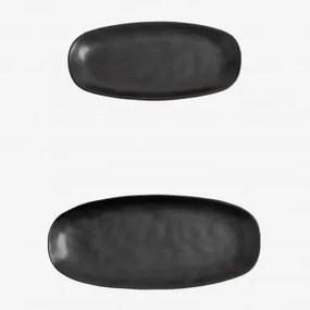 Conjunto De 2 Tabuleiros Em Grés Belvere Preto - Sklum