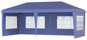 Outsunny Tenda Dobrável com 4 Paredes Laterais Amovíveis 4 Janelas e Bolsa de Transporte 585x295x270 cm Azul