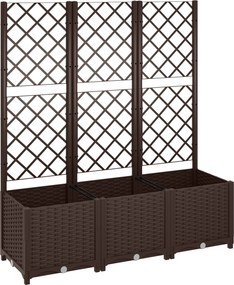 Outsunny Floreira com Treliça de PP com Drenagem e Amplo Espaço para Plantas Trepadoras Vaso com Suporte para Jardim 120x40x135 cm Marrom | Aosom Portugal