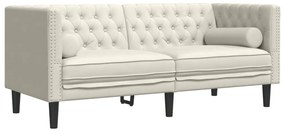2 pcs conjunto de sofás chesterfield com rolos veludo creme