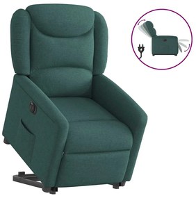 vidaXL Poltrona reclinável elevatória elétrica tecido verde-escuro