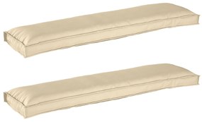 vidaXL almofadas para pallet para banco 2 pcs Bege 150x40x8 cm tecido Oxford