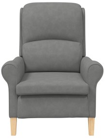 Poltrona Ergonómica Cinza Escura Tecido e Madeira Padrão Ergonómica