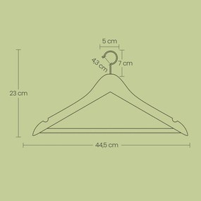 Conjunto de 10 cabides de madeira 44,5 x 23 cm branco + prateado