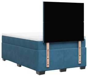 Cama boxspring com colchão 120x200 cm veludo azul