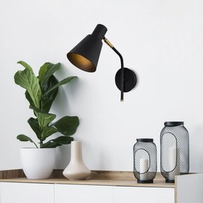 Aplique de Parede Sivani – Preto e Dourado – 14 x 36 x 40 cm