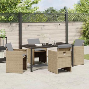 Conjunto de Jantar de Jardim com 5 Peças da com Almofadas Bege