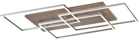 Candeeiro de teto quadrado de madeira com 3 luzes LED com controle remoto - Ajdin Moderno