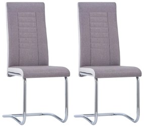 Cadeiras de jantar cantilever 2 pcs tecido cinzento-acastanhado