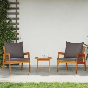 Conjunto de Bistro de 3 Peças com Almofadas em Madeira Sólida de Acáci