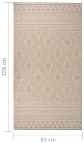 Tapete de tecido plano para exterior 80x150 cm riscas castanhas