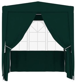 Tenda festas profiss. c/ paredes laterais 2,5x2,5m 90g/m² verde