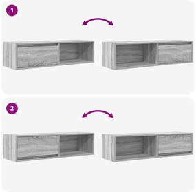 Móvel de TV 100x31x25,5 cm derivados de madeira cinzento sonoma