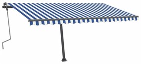 Toldo retrátil manual com LED 400x300 cm azul e branco