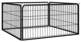vidaXL Canil com 4 painéis 100x50 cm aço revestido a pó preto