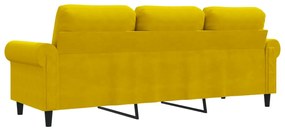 Sofá de 3 lugares 180 cm veludo amarelo