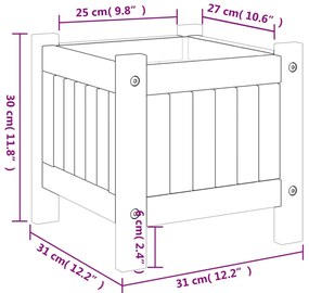Vaso/floreira de jardim com forro 31x31x30 cm acácia maciça