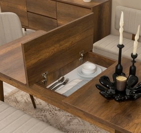 **** Conjunto Extensível de Mesa de Jantar e Cadeiras Vina – Nogal e C