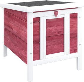 PawHut Coelheira de Madeira Exterior Coelheira para Roedores Animais de Estimação Pequenos com Teto Asfáltico 42x51x43cm Vermelho | Aosom Portugal
