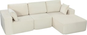 HOMCOM Sofá de canto modular 2 em 1, 267 cm, sofá-cama 3 lugares em veludo cotelê, assentos e apoios de braço largos, creme | Aosom Portugal