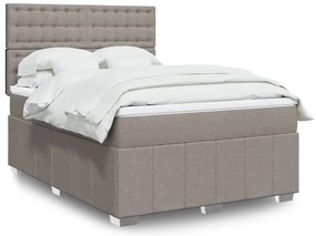 vidaXL Cama com molas/colchão 140x200 cm tecido castanho-acinzentado