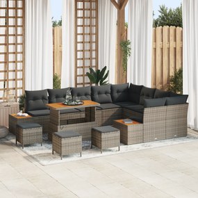 Conjunto de Sofá de Jardim vidaXL de 13 Peças com Almofadas Cinzento V