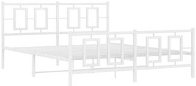 Estrutura de cama com cabeceira e pés 150x200 cm metal branco