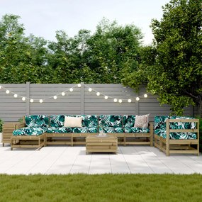 10 pcs conjunto de sofás de jardim madeira de pinho impregnada