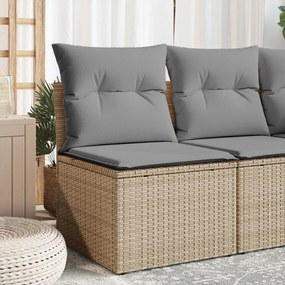 vidaXL Sofá de canto para jardim com almofadões vime PE bege