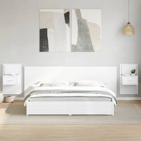 vidaXL Cabeceira de cama c/ armários 240cm derivados de madeira branco