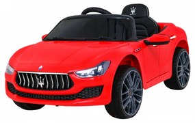 Carro elétrico para Crianças 12V Maserati Ghibli Rodas de EVA, Assento de couro vermelho