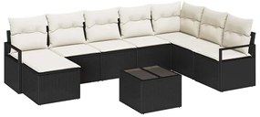 Conjunto de Sofá de Jardim 8 Peças com Almofadas em Rattan Sintético M