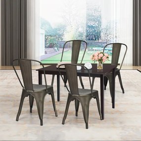 Conjunto de 4 cadeiras metal com encosto ergonómico Construção elegante e metálica para cozinha, sala de estar e sala de jantar 45 x 45 x 85 cm cinzen