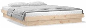 Estrutura de cama de casal c/ LED 135x190 cm madeira maciça