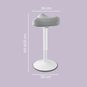 Banco escritorio 34 x 34 x (59-83,5) cm inclinável em 360° cinzento