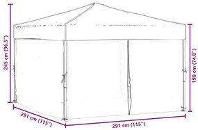 Tenda para festas dobrável com paredes laterais 3x3 m vermelho