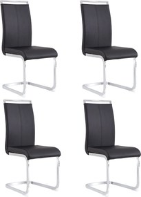 Conjunto de 4 cadeiras de jantar modernas, design ergonómico com encosto alto, 43x54x100 cm, Preto