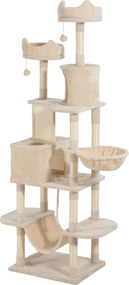 PawHut Arranhador para Gatos Grande Altura 173 cm Torre para Gatos com Plataformas Caverna Bolas Suspensa e Rede Bege | Aosom Portugal