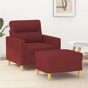 vidaXL Poltrona com apoio de pés 60 cm tecido vermelho tinto