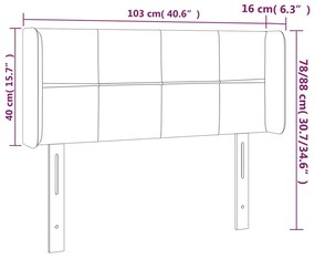 Cabeceira de cama c/ abas tecido 103x16x78/88cm cinzento-escuro