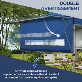 Tenda pop-up dobrável para jardim, 5 x 3 m, em tecido Oxford com 2 paredes ajustáveis, incluindo saco de transporte com Rodas azul
