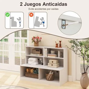 Combinação de banco e sapateira 2 em 1 com 6 cubos abertos antiderrapantes 120 x 50 x 90 cm Branco