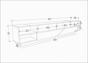Móvel TV Rhodes – Branco Carvalho – 240 cm x 37,1 cm x 47,4 cm
