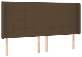 Cabeceira de cama c/ luzes LED tecido 203x16x118/128cm castanho