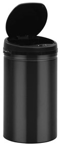 Caixote do lixo com sensor automático 40 L aço carbono preto